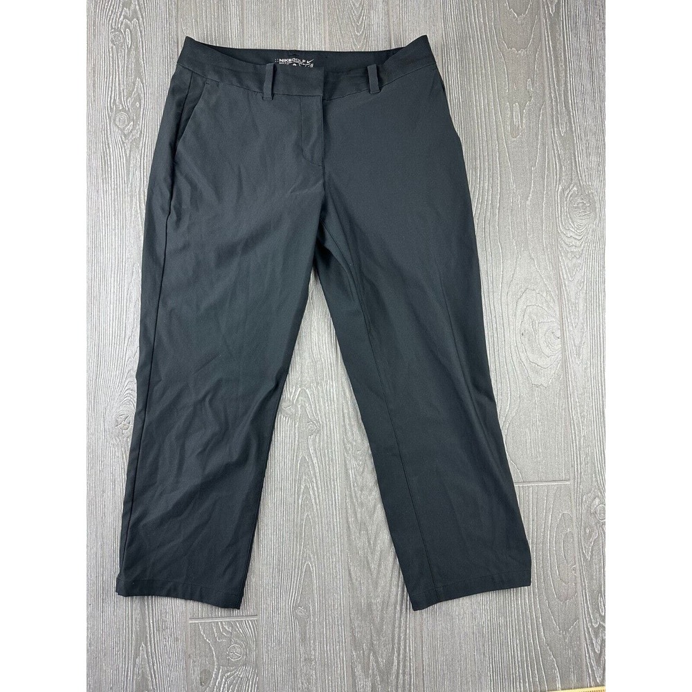 Nike Golf Pants Womens 6 Black Capri Straight Fit Dry Chino Flat Front Stretch